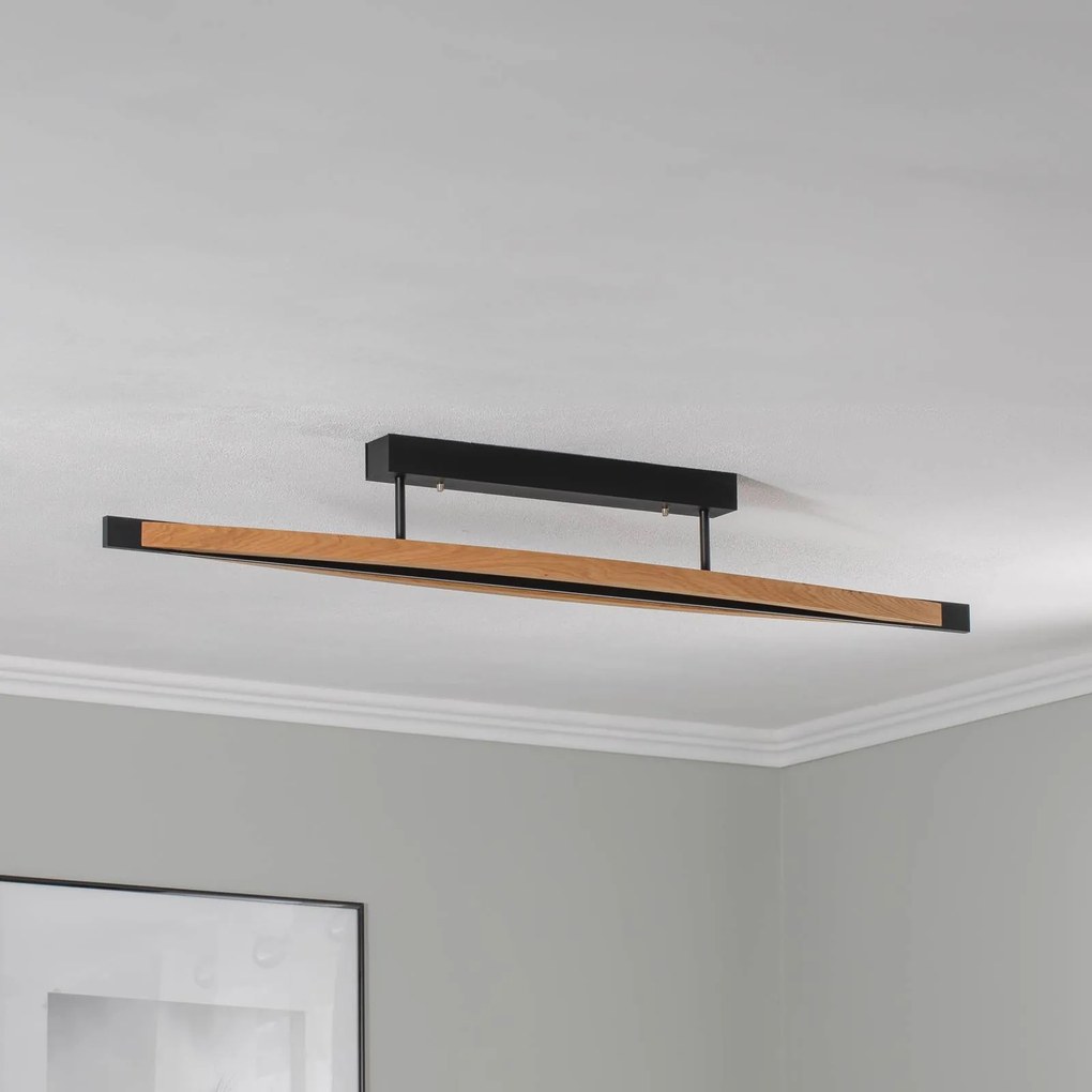 Quitani Plafoniera LED Kiera, rovere/nero, 38W