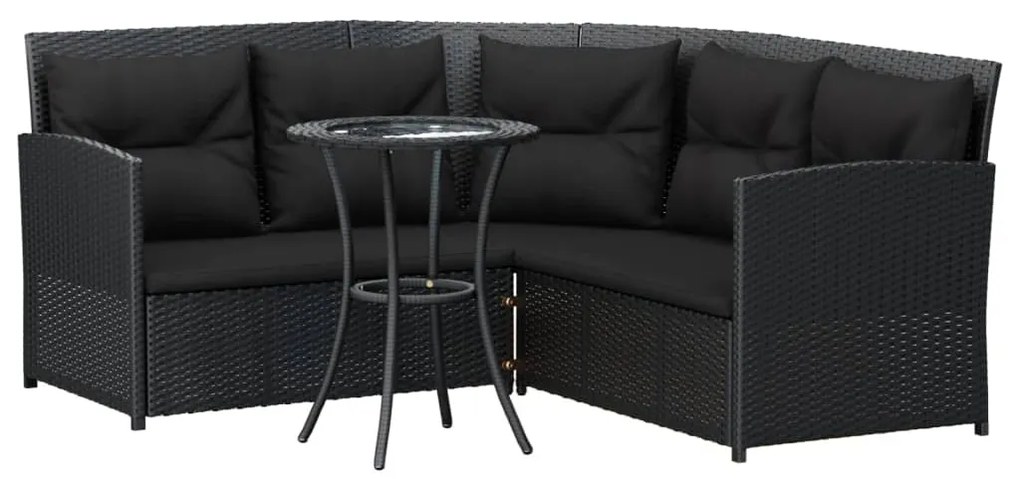 Set divano a l con cuscini 2 pz nero in polyrattan