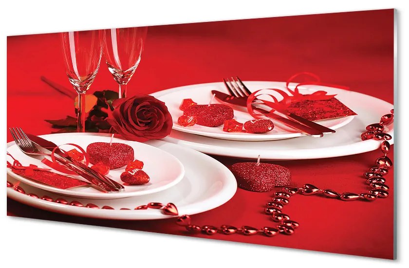 Quadro su vetro acrilico Gli occhiali rosa del cuore 100x50 cm 2 appendini