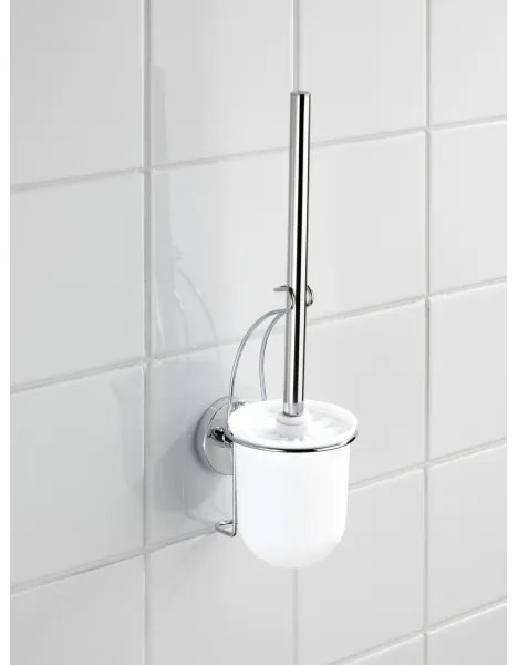WENKO 20898100-WC spazzola WC VACUUM-LOC MILAZZO 10x34 cm acciaio inox/cromo lucido/bianco