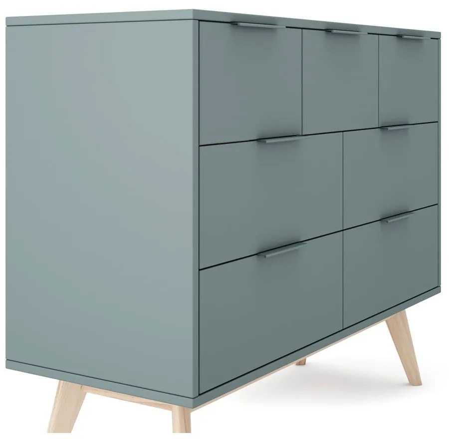 Cassettiera bassa verde-grigio 120x83 cm Pisco - Marckeric