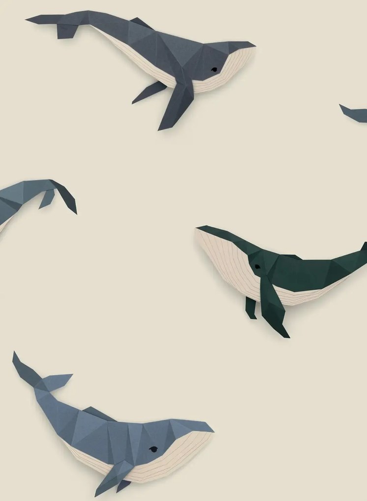 studio ditte Carta da parati Whale / Walvis - Cream / Crème