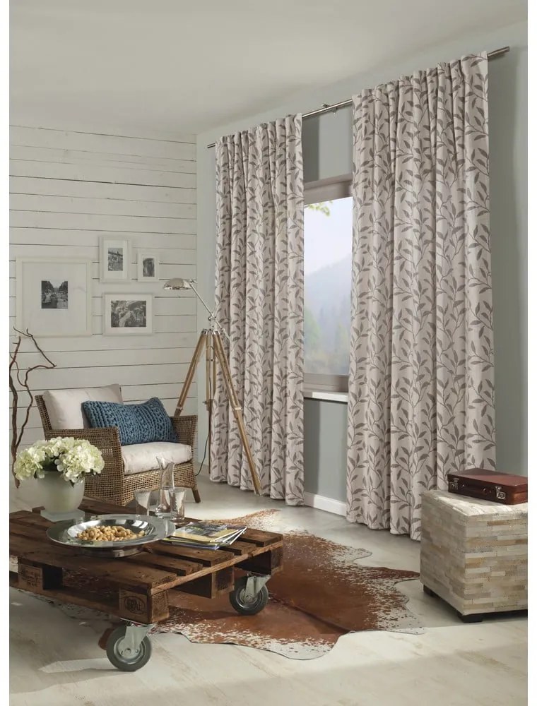 Tenda grigia/beige in misto lino 140x245 cm List – Sehlbach