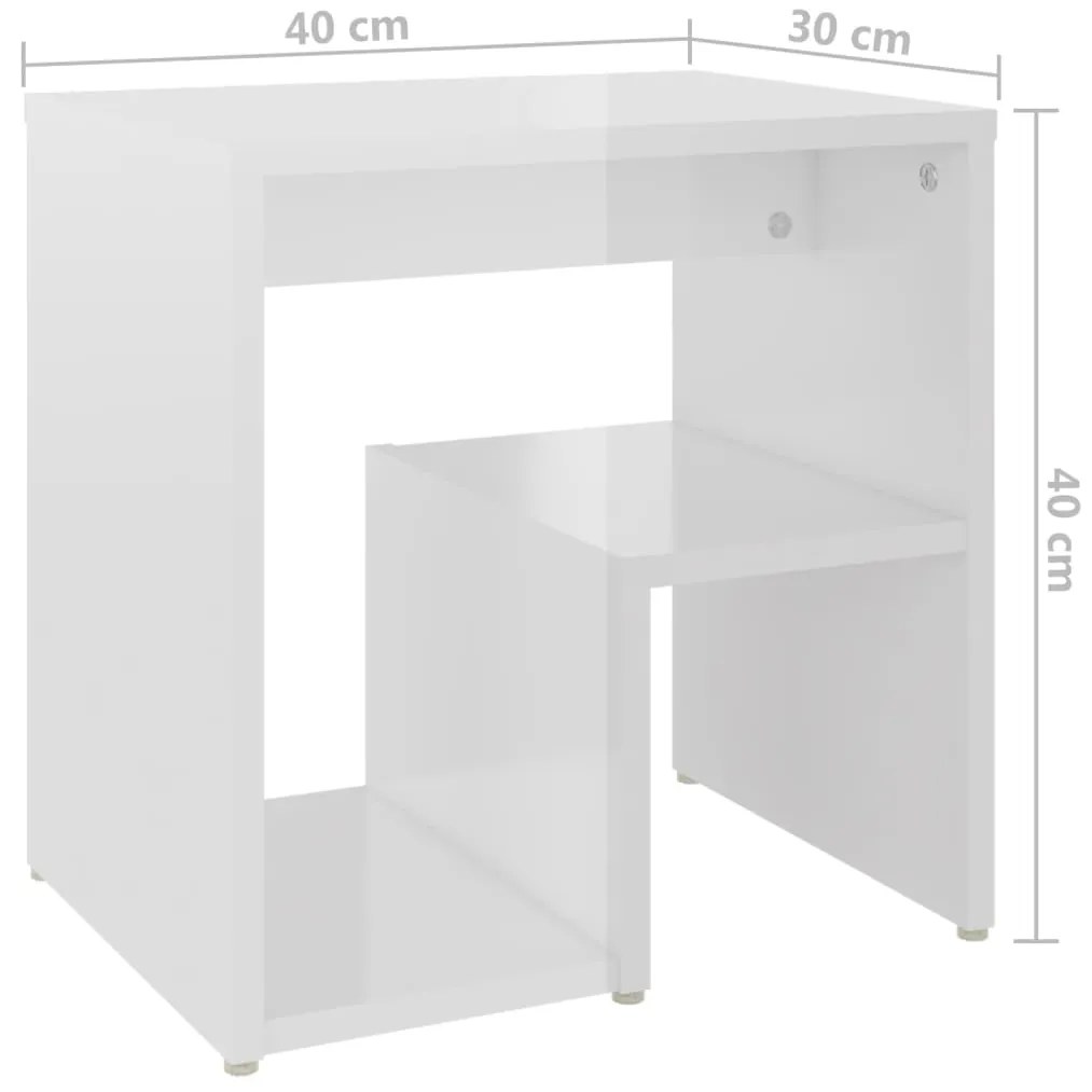 Comodini 2 pz Bianco Lucido 40x30x40 cm in Legno Multistrato