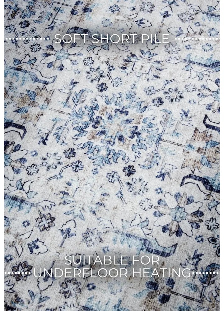 Tappeto azzurro 80x150 cm Saveh Cream Blue - Elle Decoration