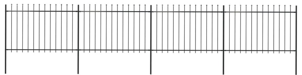 Recinzione Da Giardino Con Punta A Lancia Acciaio 6,8x1,2m Nera /