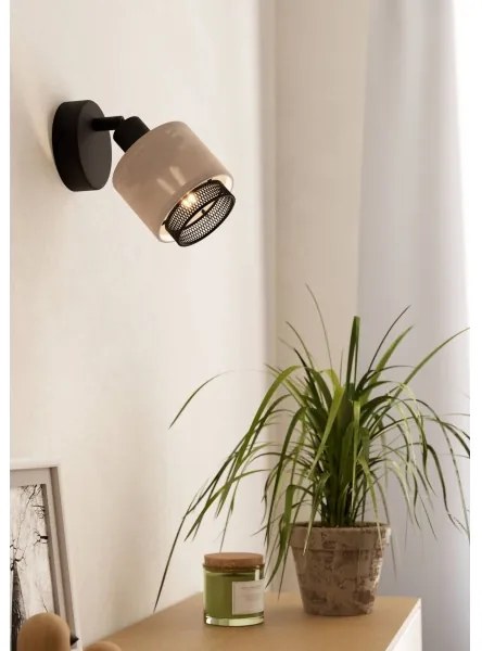 Eglo 43656 - Faretto da parete ROSLEY 1xE14/40W/230V nero/beige