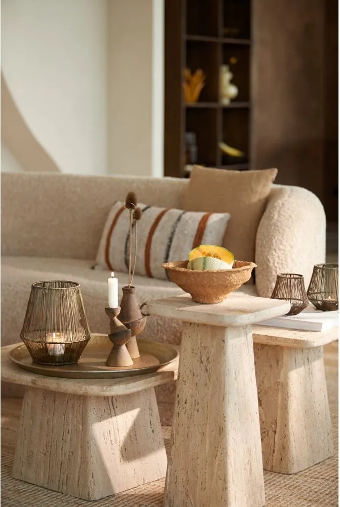 Tavolino con piano in pietra 40x40 cm Kepami - Light &amp; Living