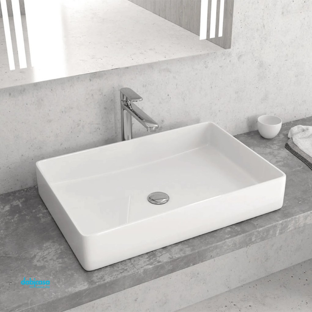 Lavabo D'Appoggio Da 60x40,5 Cm Bianco Lucido