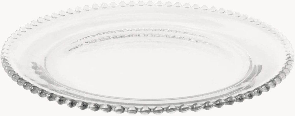 Set di 12 piatti rotondi in vetro con bordo perlato Collier