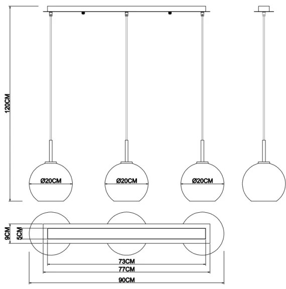 Globo 15462H2 - Lampadario a sospensione con filo ADARA 3xE27/60W/230V