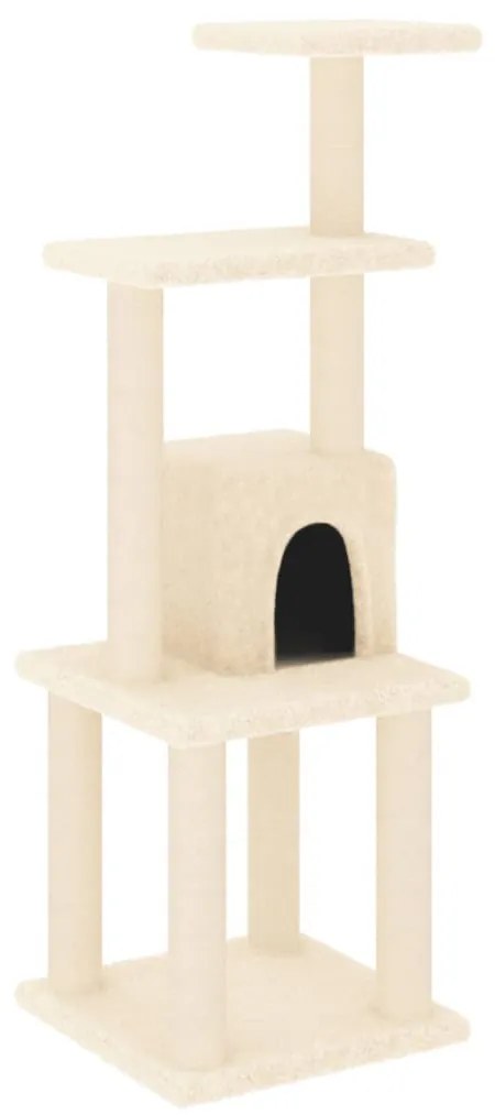 Albero per gatti con tiragraffi in sisal crema 105 cm
