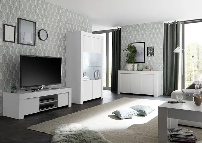 Vetrina 2 ante linea Clear in Bianco Opaco