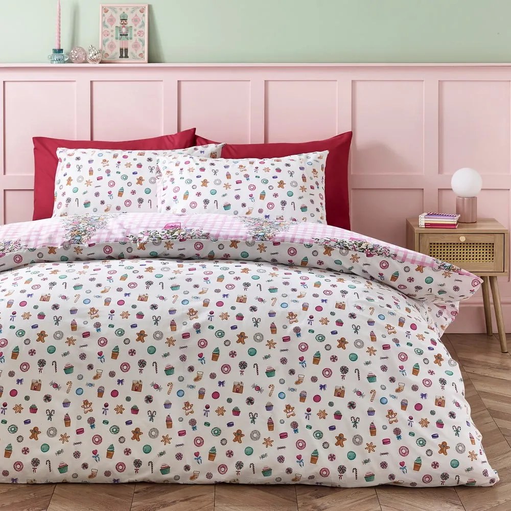 Set copripiumino e federa rosa per letto matrimoniale e per letto esteso 230x220 cm Sweets and Treats – Catherine Lansfield
