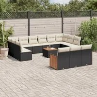 Set Divani da Giardino 14pz con Cuscini in Polyrattan Nero 3260544