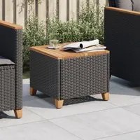 Tavolo da Giardino Nero 45x45x37cm in Polyrattan e Legno Acacia 366325