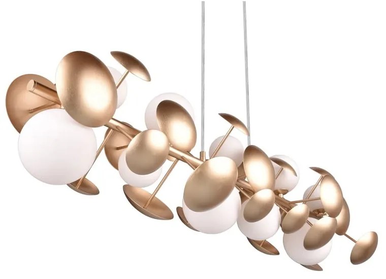 Lampada a sospensione con paralume in vetro bianco-dorato Bubble - Trio Select