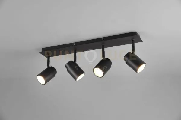 Angelo h2o barra 4 spots orientabili nero ip44 l.52cm  4 luci attac...