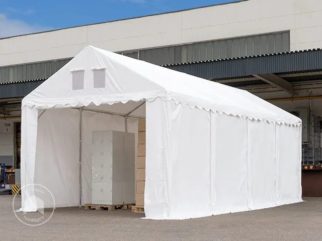 TOOLPORT 3x8 m tenda capannone, altezza 2,6m, PVC 800, telaio perimetrale, bianco, con statica (sottofondo in cemento) - (37008)
