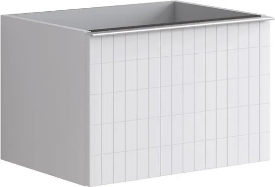 Mobile da bagno sospeso sotto lavabo Pixel grid 2 cassetti L 60 x H 40 x P 45.5 cm bianco laccato opaco, con maniglia alluminio brillante