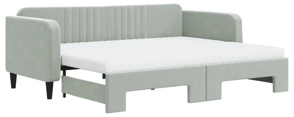 Divano letto estraibile materassi grigio chiaro 90x200 velluto