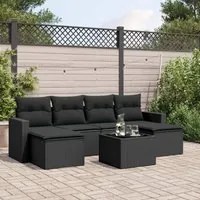 Set Divani da Giardino con Cuscini 7pz Nero Polyrattan 3219315