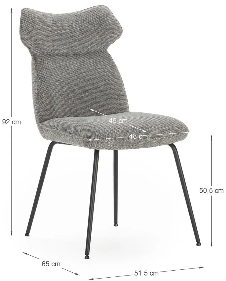 Set di 2 sedie da pranzo grigie Dara - Marckeric