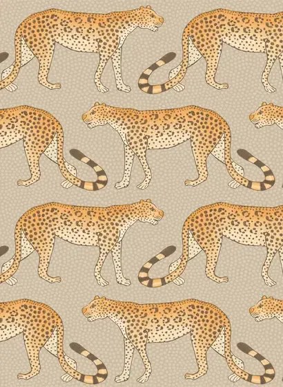 Cole & Son Carta da parati Leopard Walk - Stone/ Orange