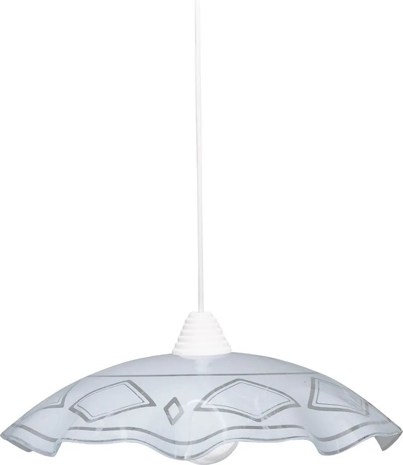 Sospensione D50 1xE27 Montatura Bianca Vetro Lastra Bianco E-Energy Brigida...