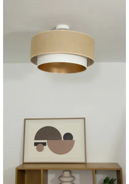 Plafoniera SARTA 1xE27/60W/230V Ø 45 cm bianco/iuta