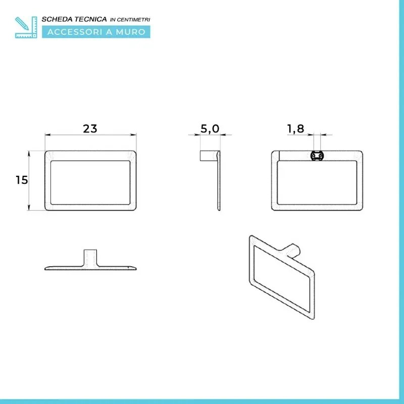 Set accessori bagno 4pz da parete in acciaio bianco Pirenei