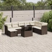 Set Divani da Giardino 9pz con Cuscini Marrone in Polyrattan 3274713