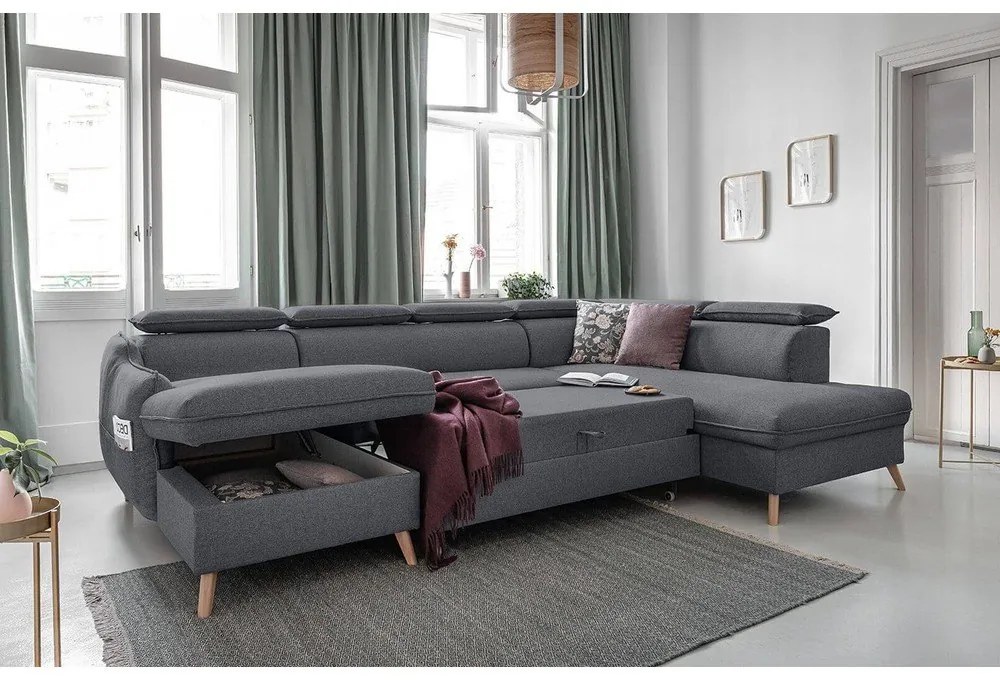Divano letto angolare grigio scuro (angolo destro) Sweet Harmony - Miuform