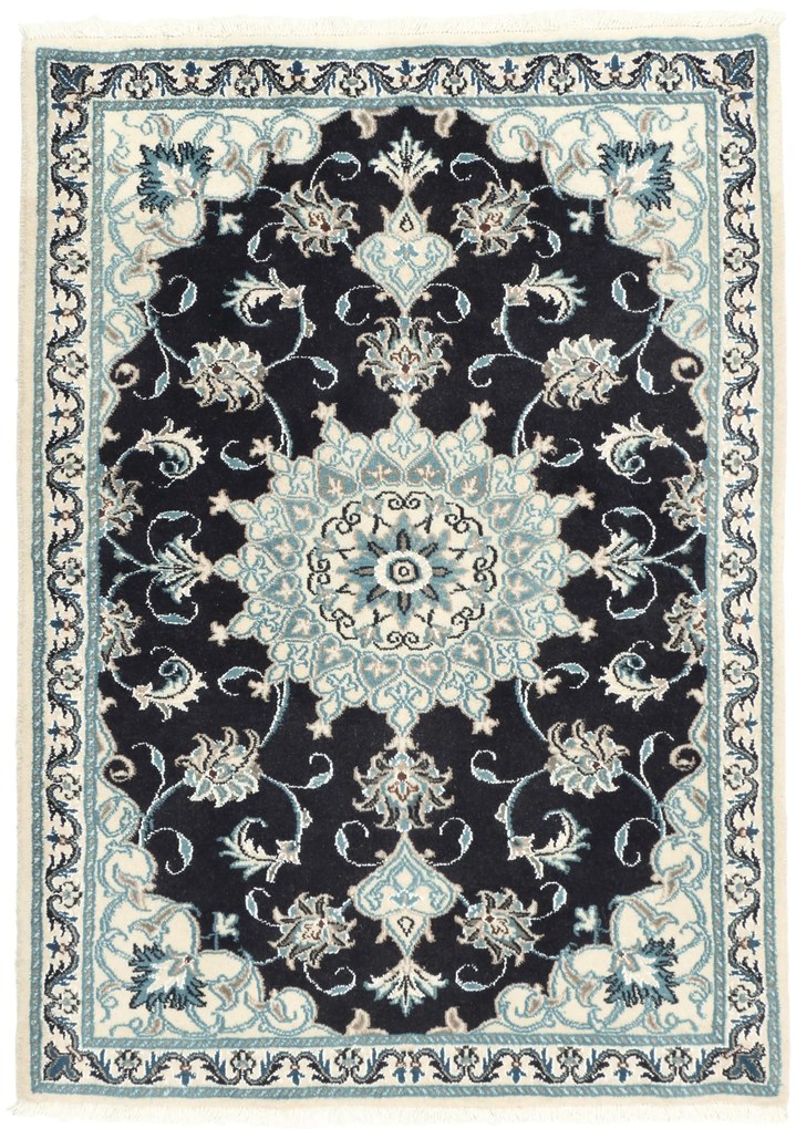 Nain Tappeto persiano 90 x 130 Blu (Iran) Annodato A Mano