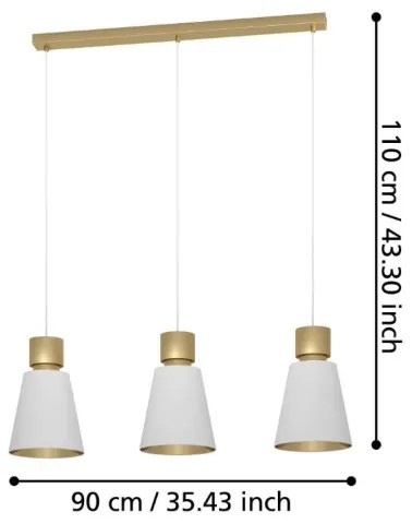 Eglo 900377 - Lampadario a sospensione con filo AGLIENTINA 3xE27/40W/230V