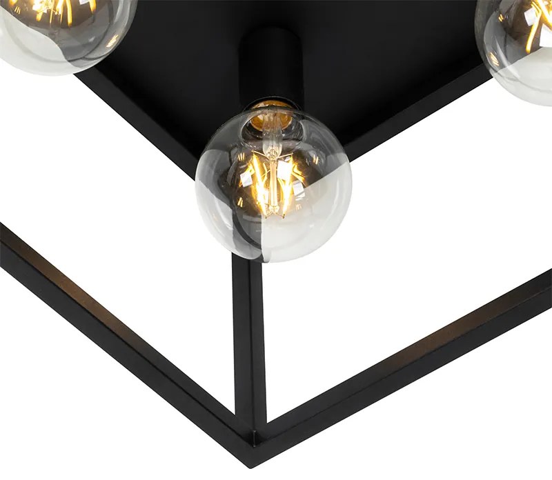 Plafoniera industriale nera 40 cm 4 luci - Cage