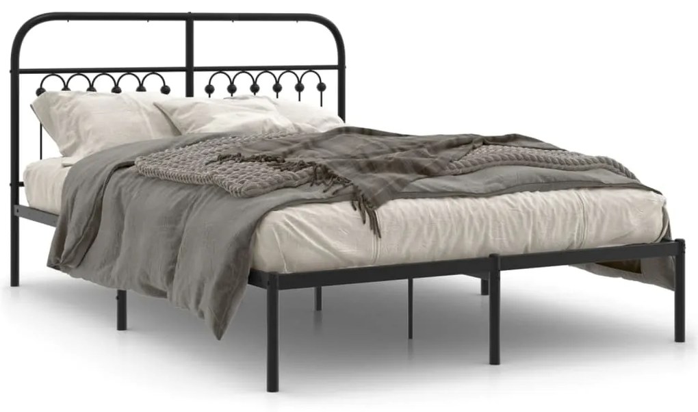 Giroletto Con Testiera İn Metallo Nero 140x190 Cm /