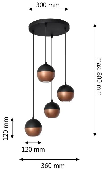 Lampadario LED a sospensione con filo MIDWAY 4xGU10/4,8W/230V nero/rame