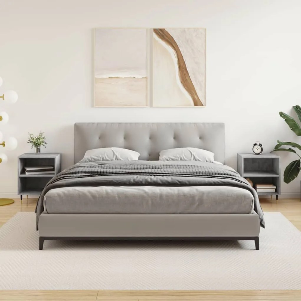 Comodini 2 Pz Grigio Cemento 40x30x50 Cm İn Legno Multistrato /