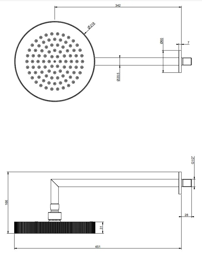 Soffione doccia orientabile a parete cromo Ingranaggio 63548 Gessi