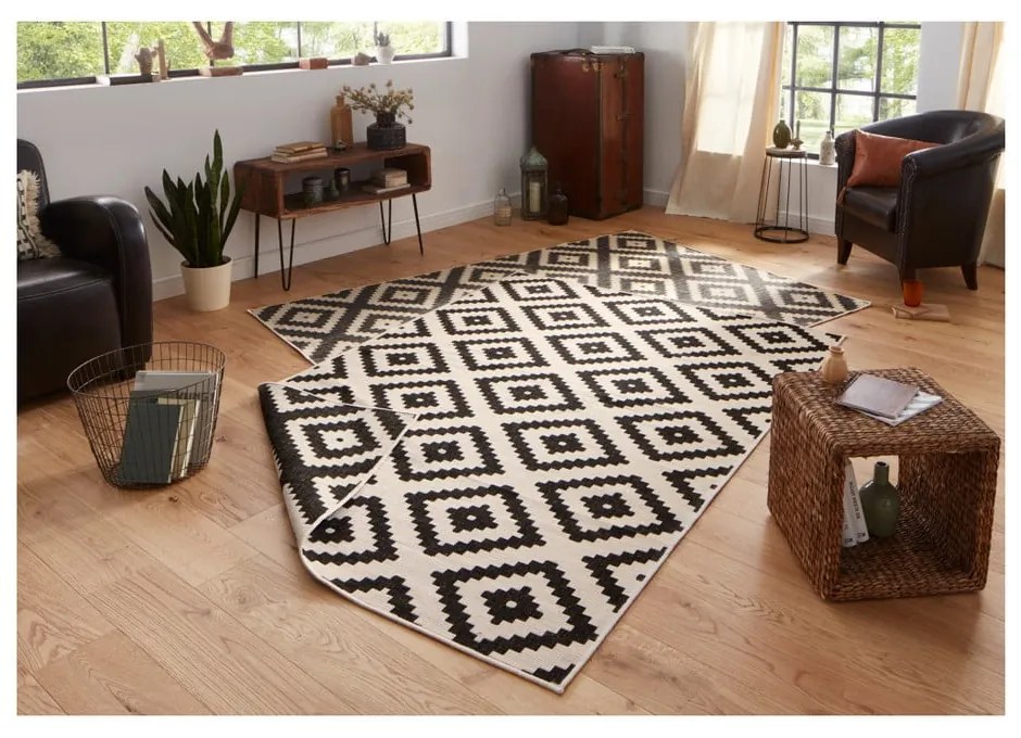 Tappeto da esterno nero e crema , 80 x 150 cm Malta - NORTHRUGS