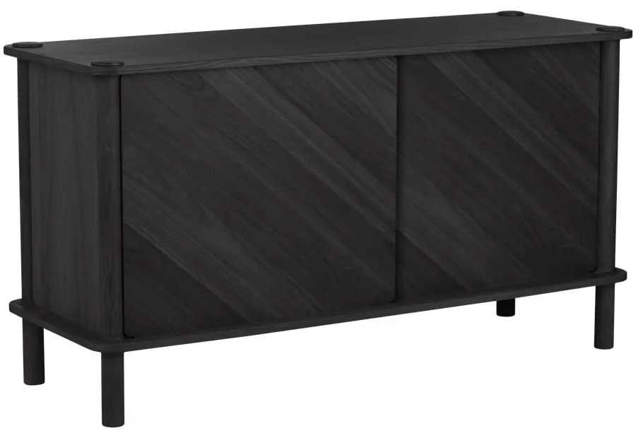 Cassettiera nera in rovere massiccio con porte scorrevoli 135x73,5x48 cm Italic – UMAGE