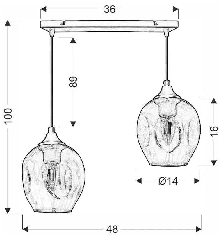 Lampada a sospensione nera con paralume in vetro 14x48 cm Aspa - Candellux Lighting