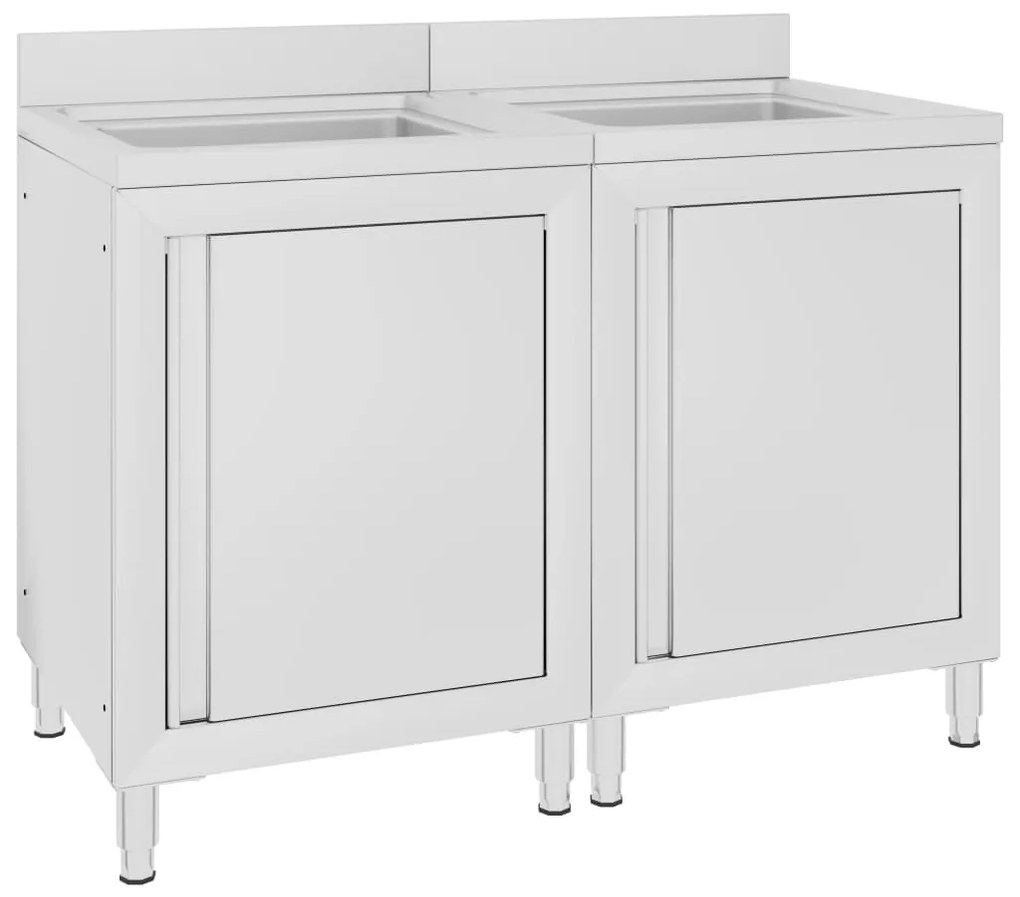 Mobiletti Da Cucina Con Lavandino 2 Pz İn Acciaio Inox /