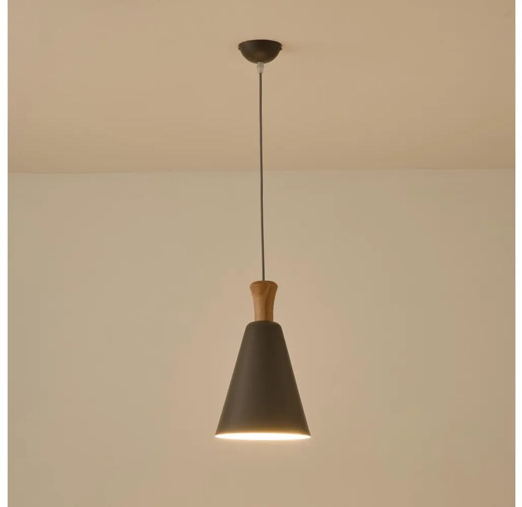 Lampadario a sospensione con filo 1xE27/15W/230V grigio diametro 20 cm