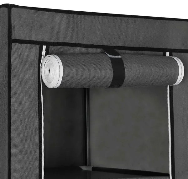 Armadio in tessuto con ripiani e barra appendiabiti MATIS 150x175 cm grigio