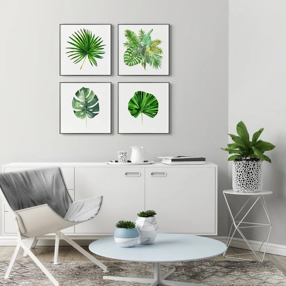 Quadri in set di 4 pezzi 30x30 cm Monstera - knor