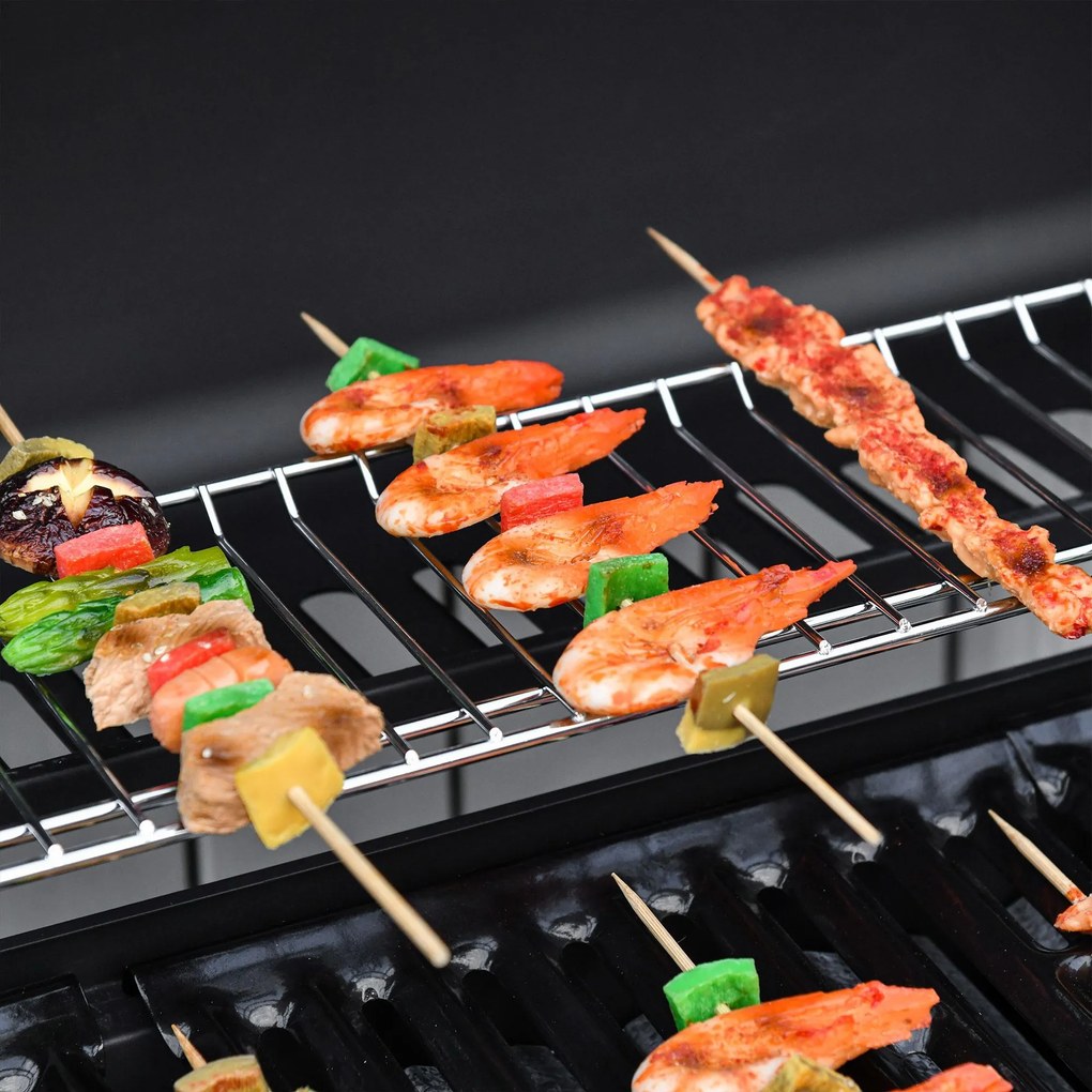 Barbecue a Gas GPL 7 Fuochi 135x50x100 cm con Fornello Laterale Nero...