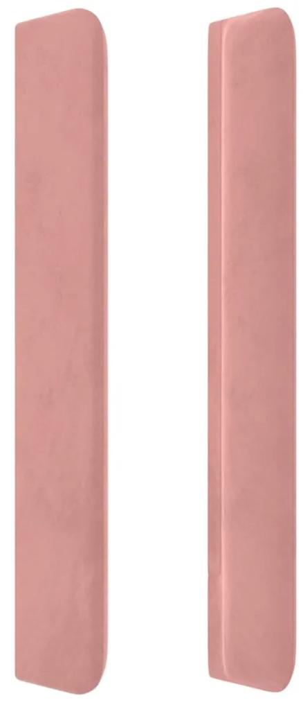 Testiera ad orecchio rosa 203x16x118/128 cm in velluto