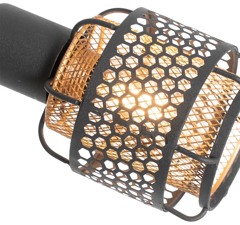Lampada da terra di design nera con oro 3 luci - Noud